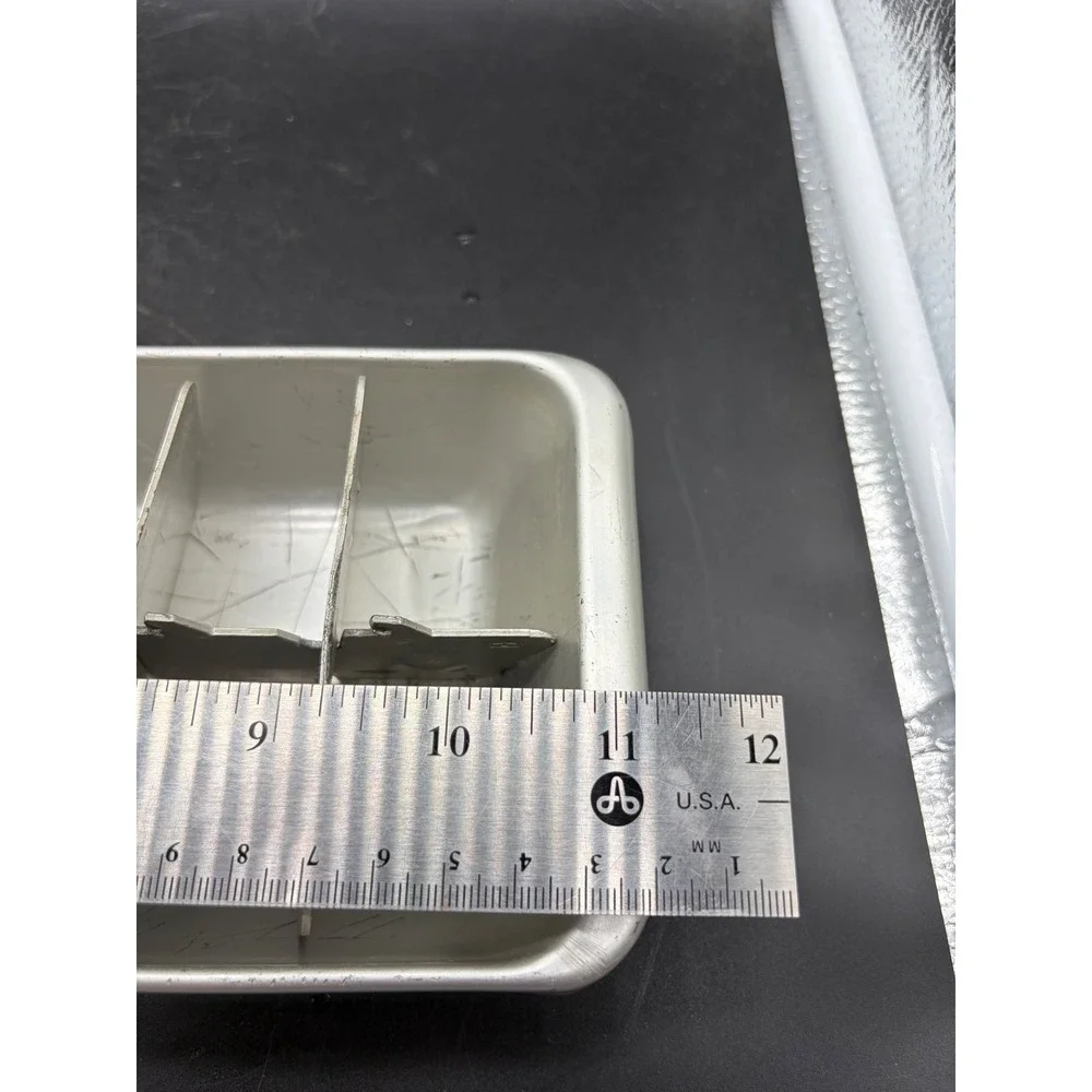 Vintage Aluminum Ice Cube Tray with Removable Metal Divider Insert Silver Tone
